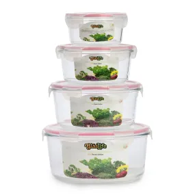 GlasLife Refurbished Airtight Round Glass Containers (Set of 4)