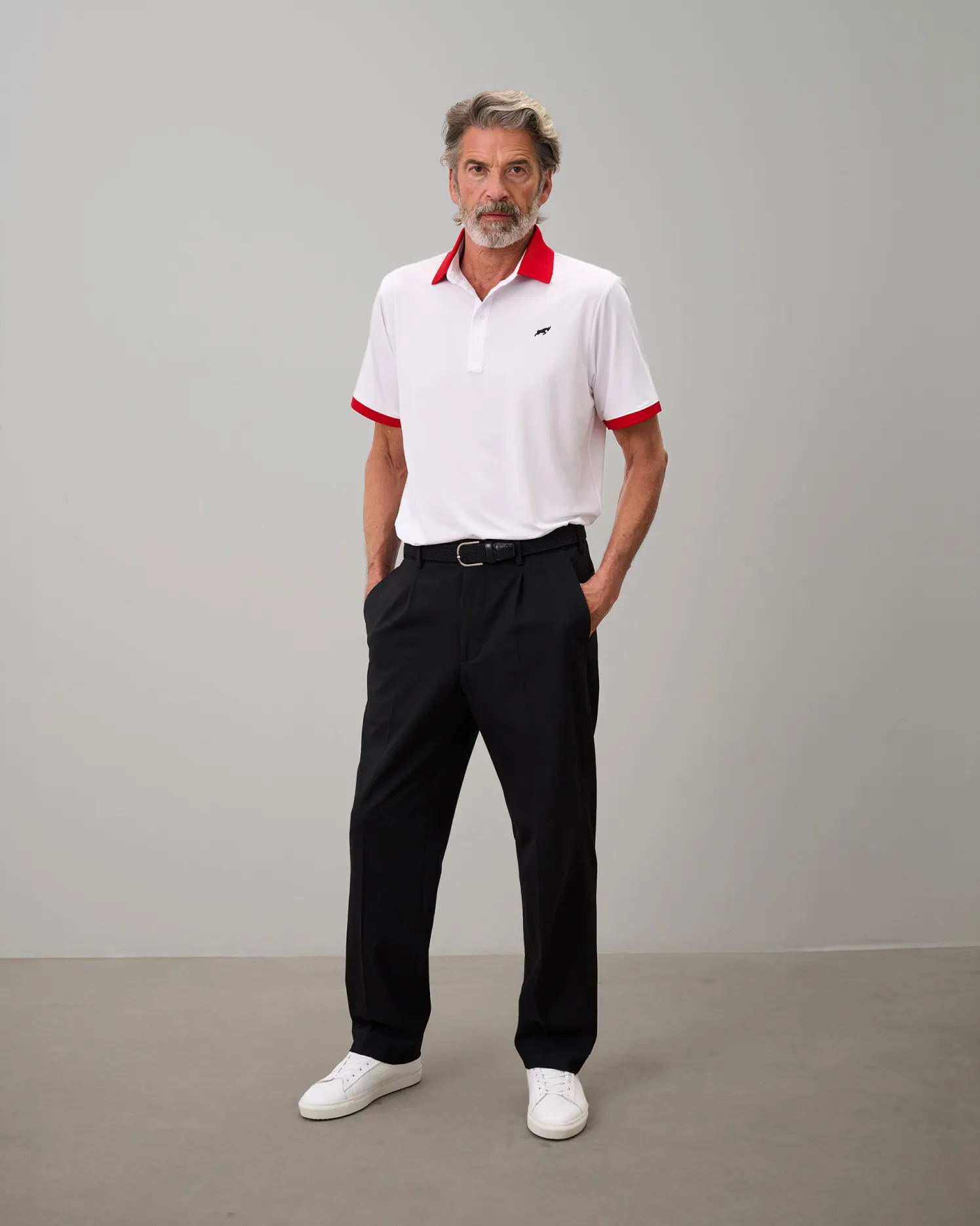 Golf Tech Solid Polo - White / Red