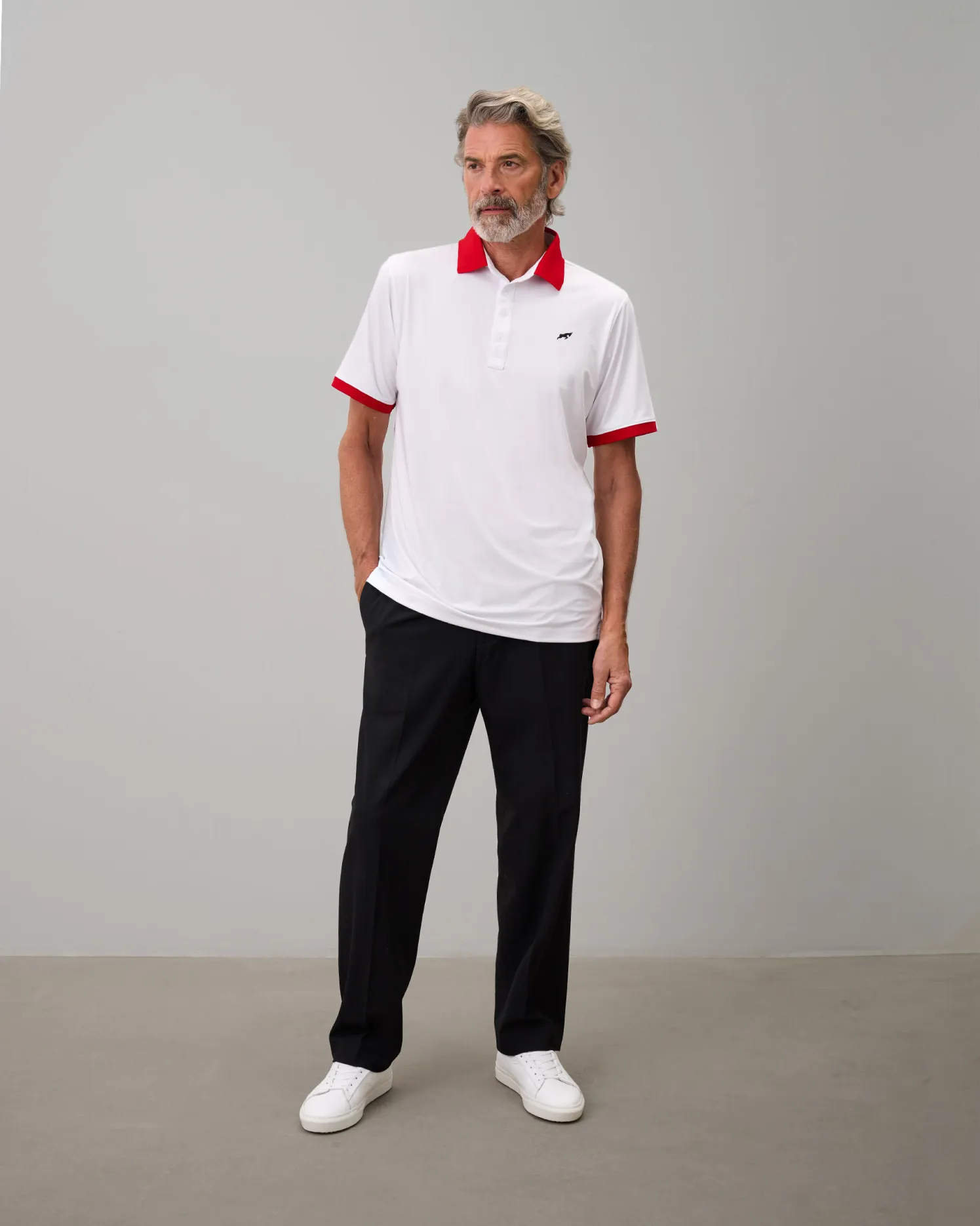 Golf Tech Solid Polo - White / Red