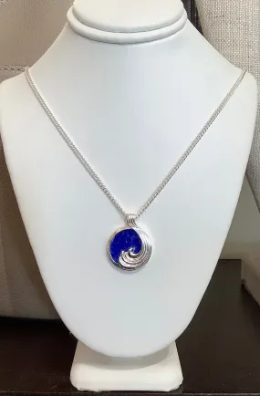 Great Wave Necklace- Blue Sea Glass