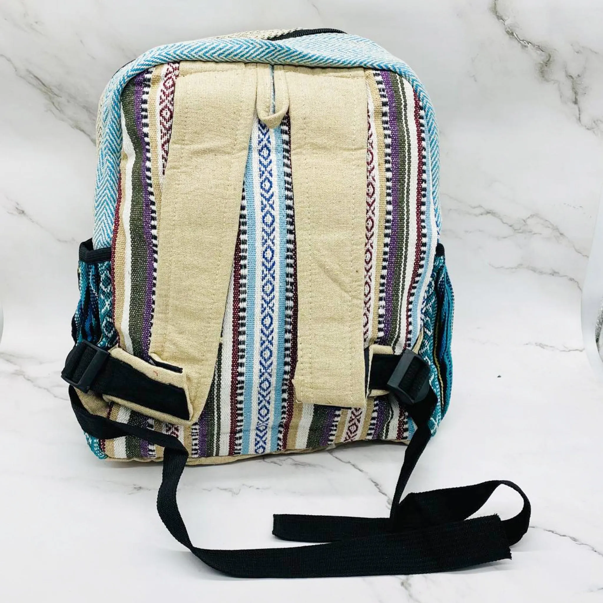 Handmade Eco Friendly  Hemp Back Pack, Medium Vegan Unisex Bags, Colorful Ruck Sack, Multi Compartment Bags, Water proof Bags, Beach Bag