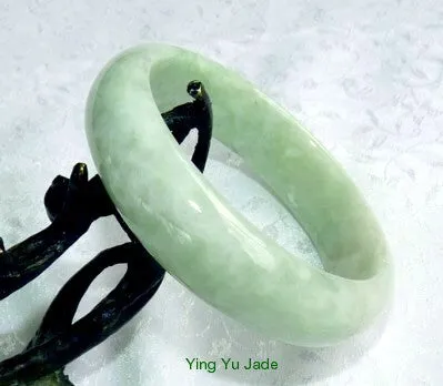 Icy Cold Yin Soft Green Burmese Jadeite Bangle Bracelet Cuff Style 57mm (BB3153)