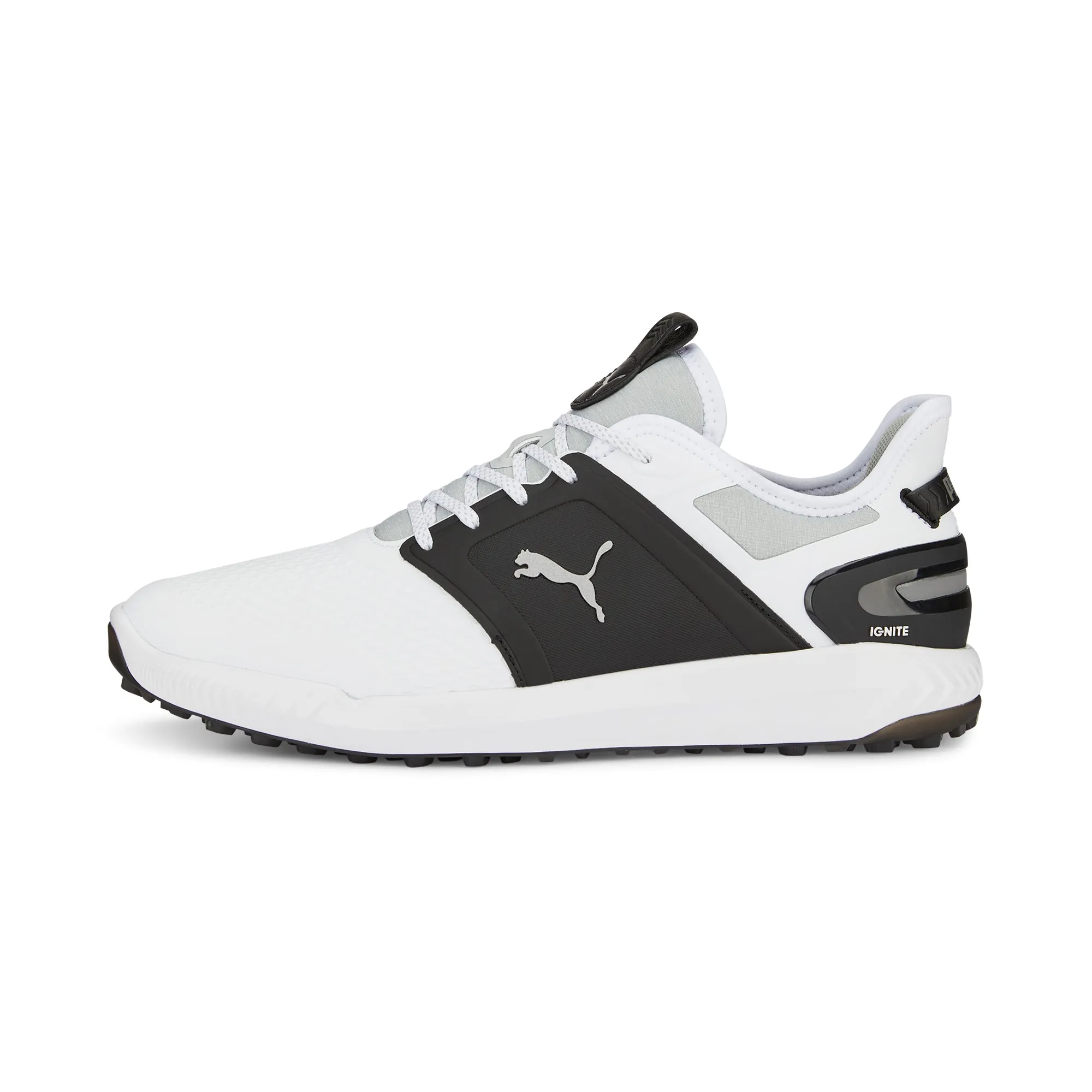 IGNITE ELEVATE Spikeless Golf Shoes | Puma White / Puma Black / Metallic Silver