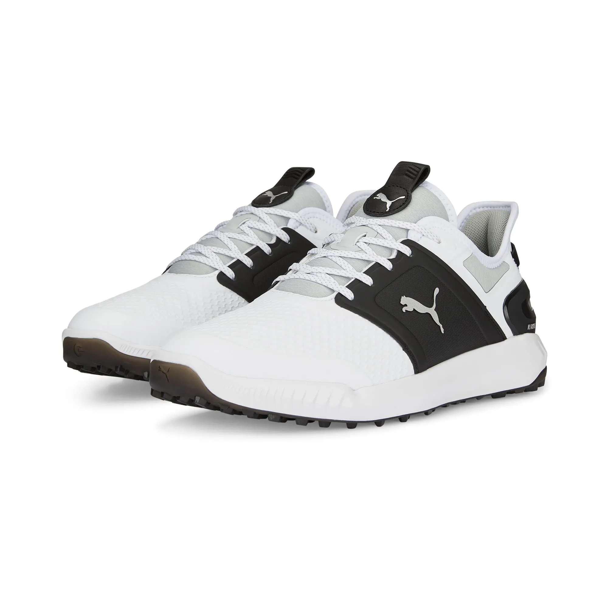 IGNITE ELEVATE Spikeless Golf Shoes | Puma White / Puma Black / Metallic Silver