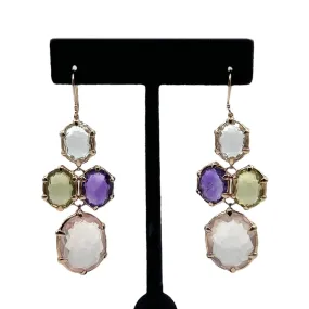 IPPOLITA 925 Sterling Silver Rose Gold Plated 4-Stone Drop Earrings