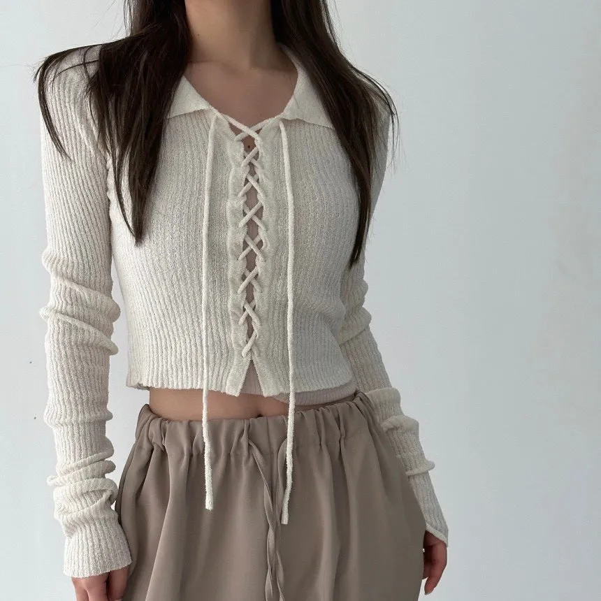 Knit Lace-Up Top