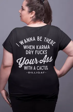 Ladies Full Figure VNeck Karma Dry Fucks Tee