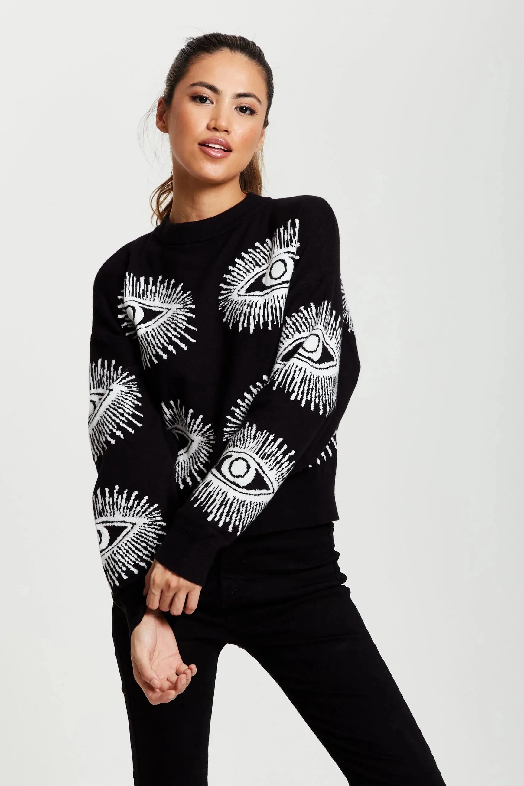 Liquorish Eye Pattern Jumper