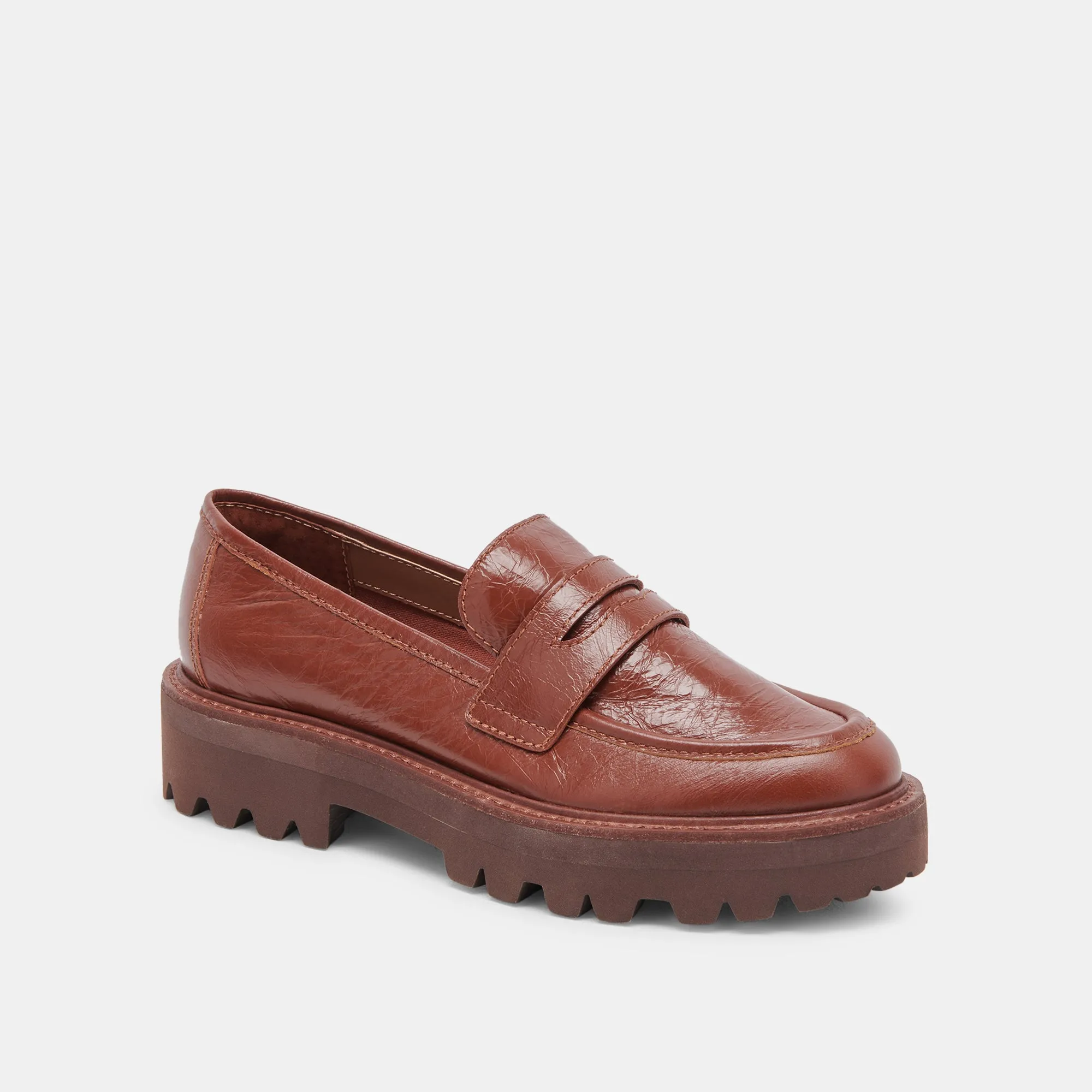 MALILA LOAFERS BROWN CRINKLE PATENT