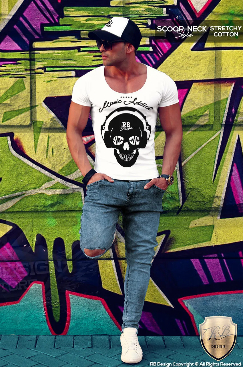 Men's Skull T-shirt Festival Skull Sound Wave RB Design Music Addict Tank Top MD693