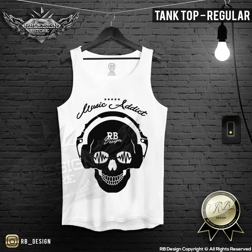 Men's Skull T-shirt Festival Skull Sound Wave RB Design Music Addict Tank Top MD693