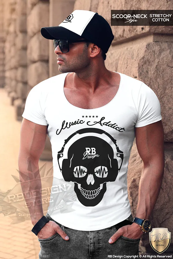 Men's Skull T-shirt Festival Skull Sound Wave RB Design Music Addict Tank Top MD693