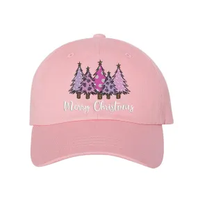 Merry Christmas Pink Trees Baseball Cap