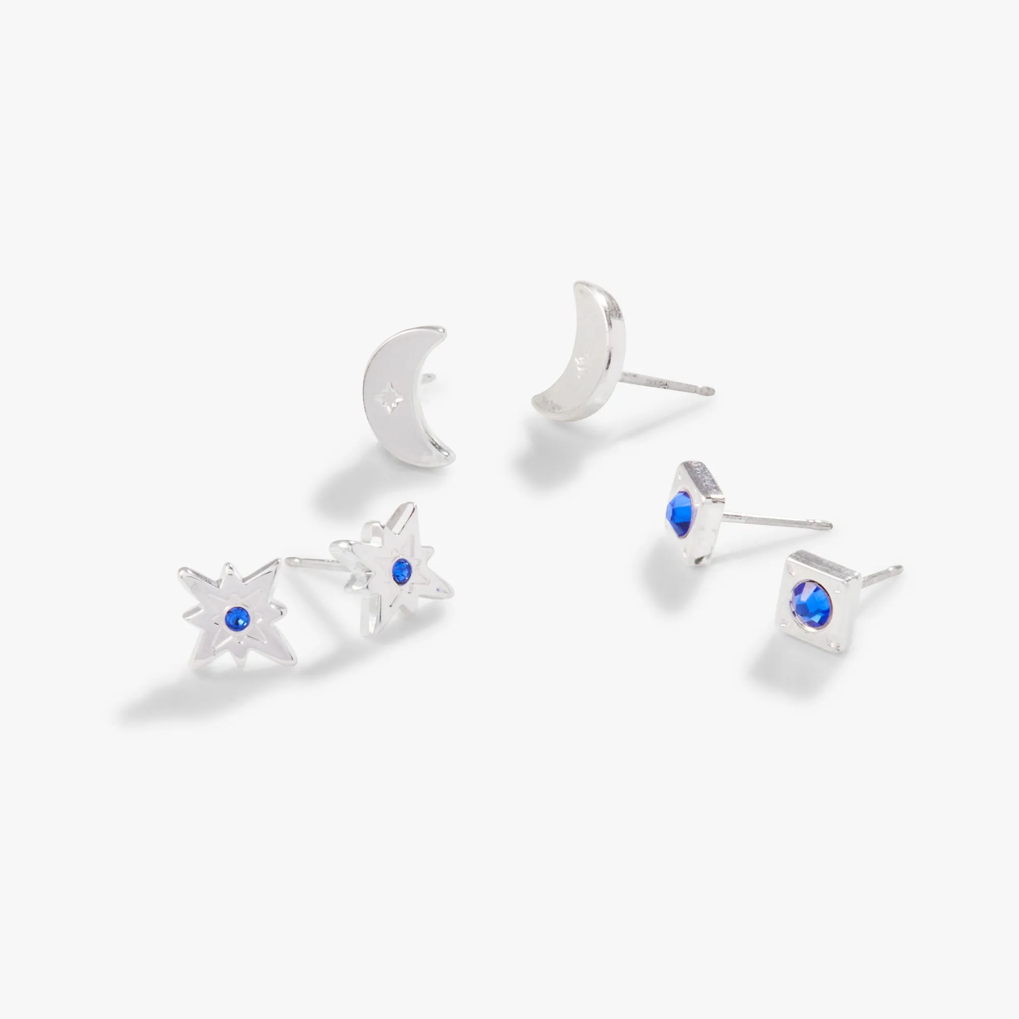 Moon   North Star Stud Earrings, Set of 3