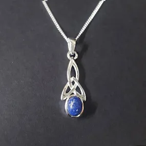 NEW: Blue Lapis Celtic Necklace, Sterling Silver and Lapis Lazuli