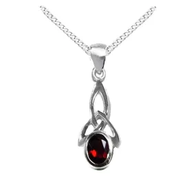 NEW:  Garnet Celtic Necklace, Sterling Silver, January Birthstone