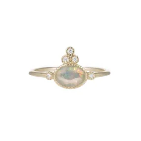 Opal Crown 5 Diamond Ring