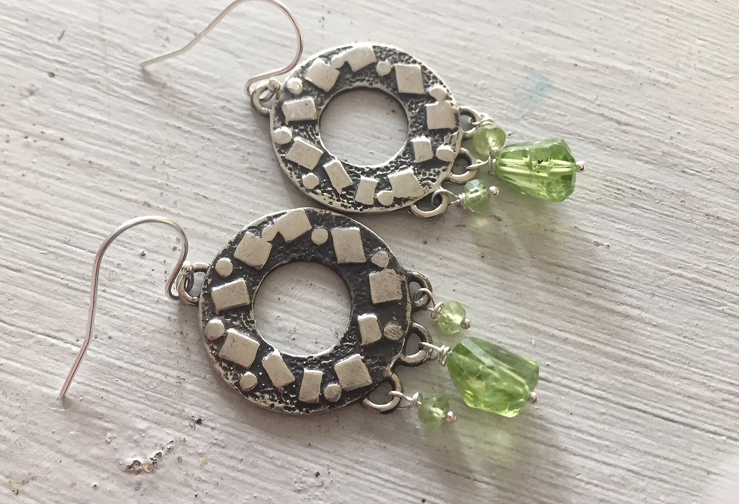 Peridot Circle Chandelier Earrings