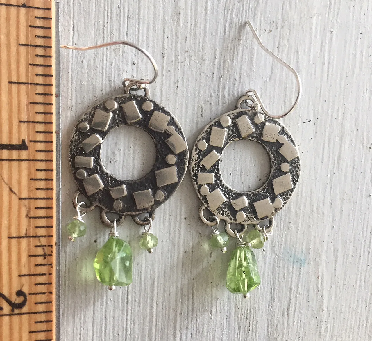 Peridot Circle Chandelier Earrings