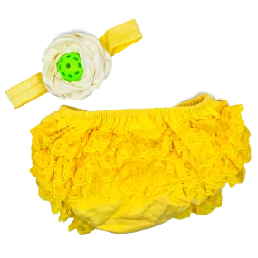 Pickleball Baby Headband And Yellow Bloomer Set | Infant Pickleball Gift