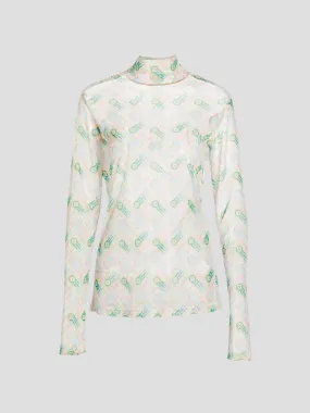 Ping Pong Printed Mesh Top