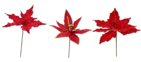 Red Mix Velvet Poinsettia Pick (30cm)