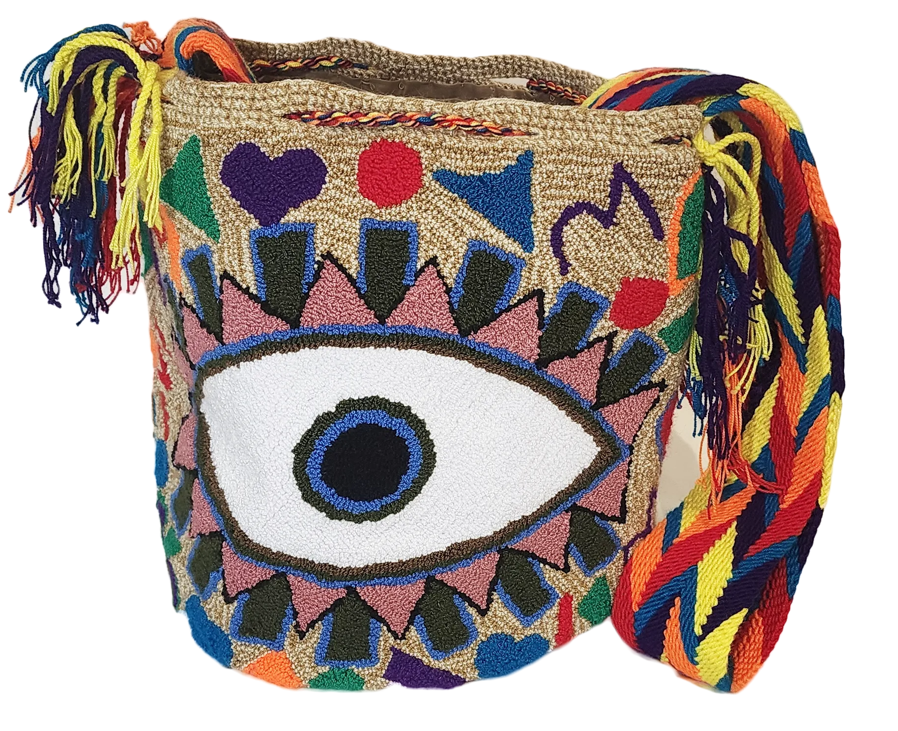 Reina Large Handmade Punch Needle Wayuu Mochila Bag