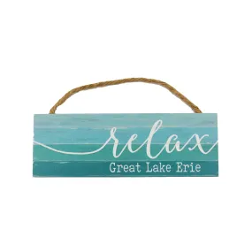 Relax Lake Erie Waves Wooden Sign