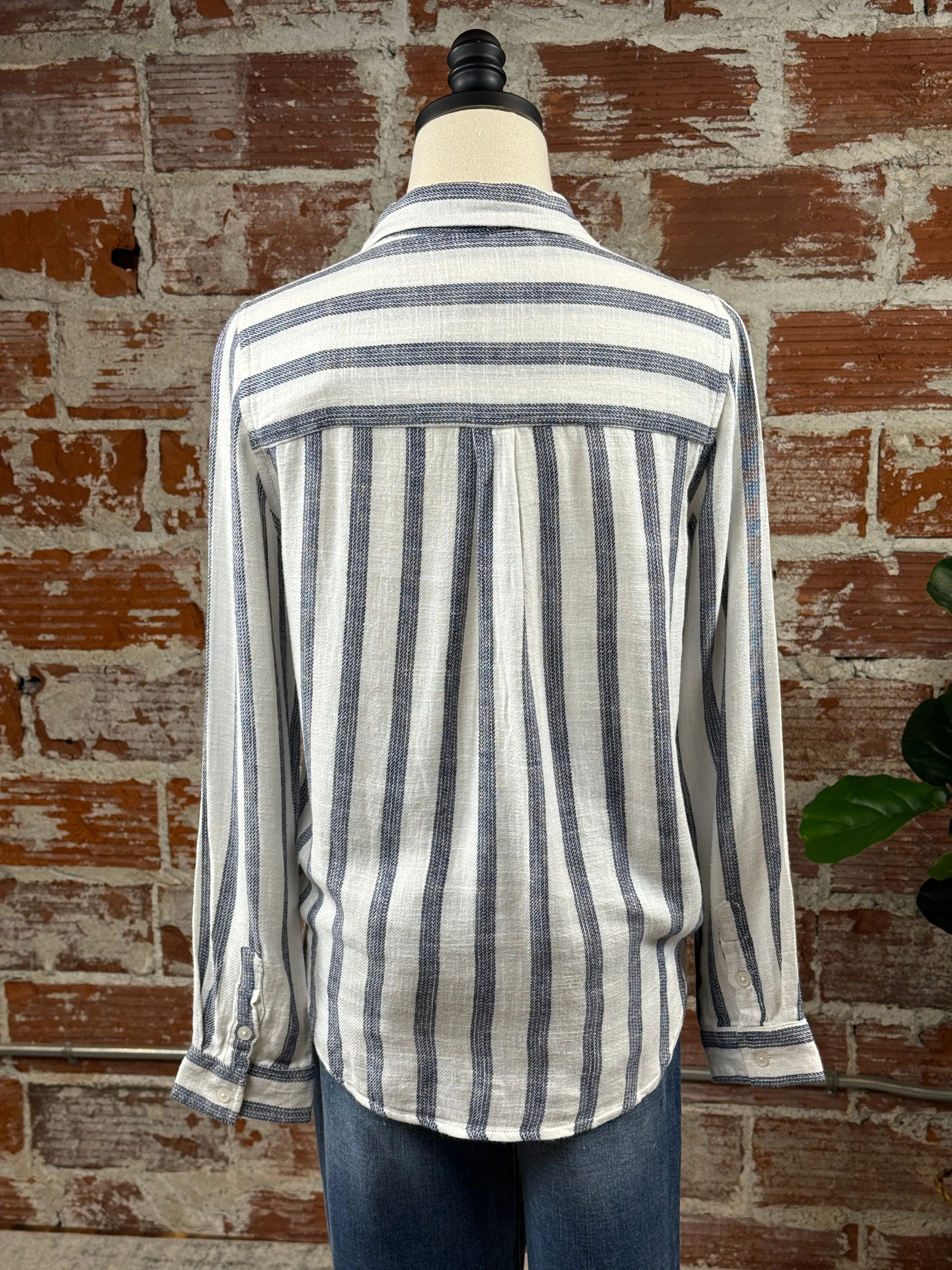 (Restock!) Thread & Supply Cleo Shirt in Navy Stripe