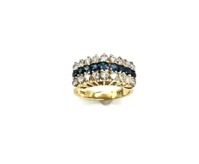 Sapphire and Diamond Pyramid Ring