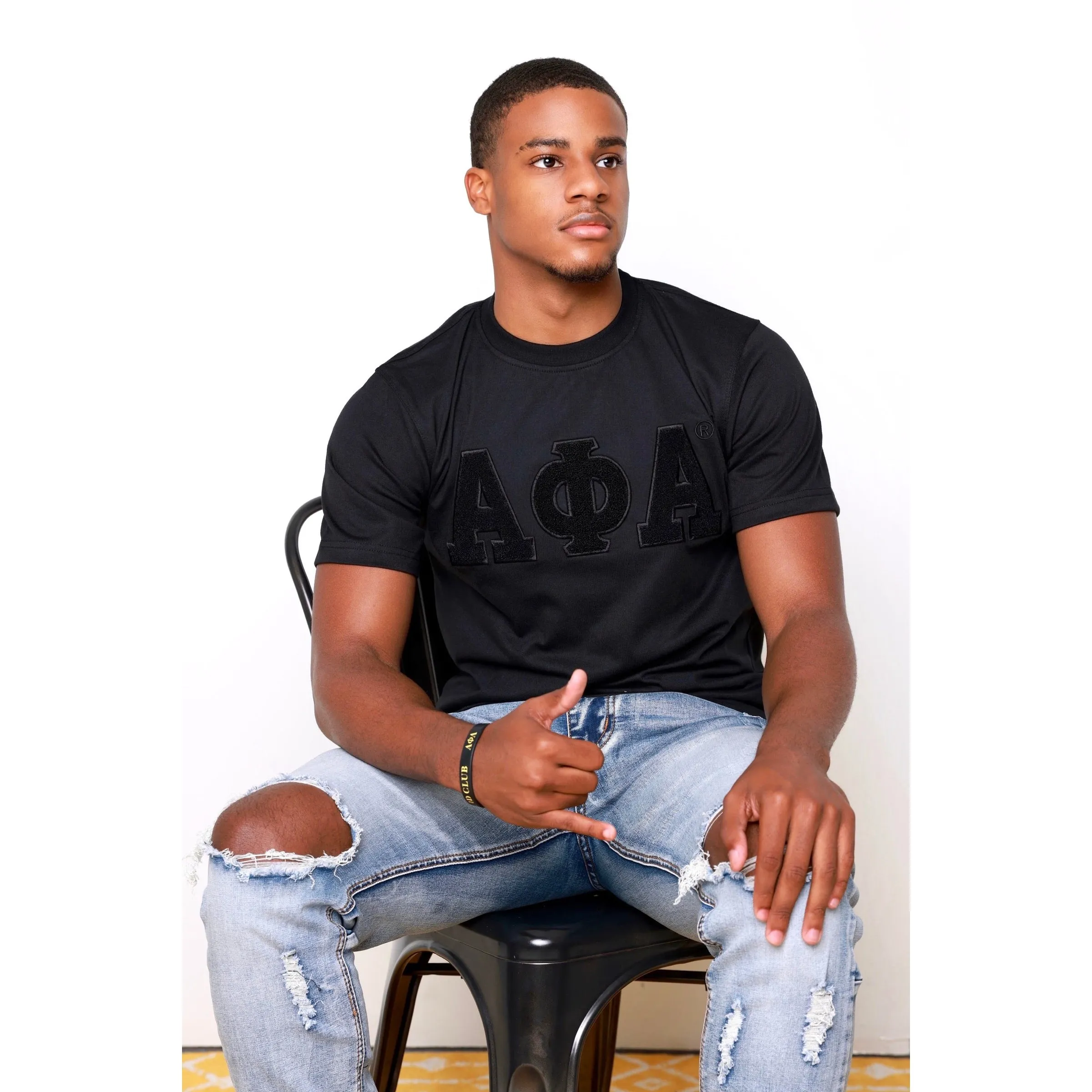 Solid Black ΑΦΑ Chenille Tee