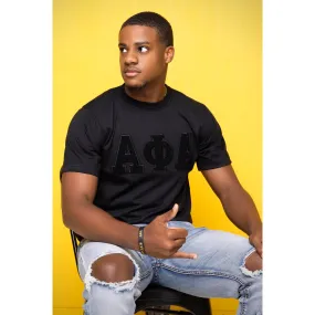 Solid Black ΑΦΑ Chenille Tee