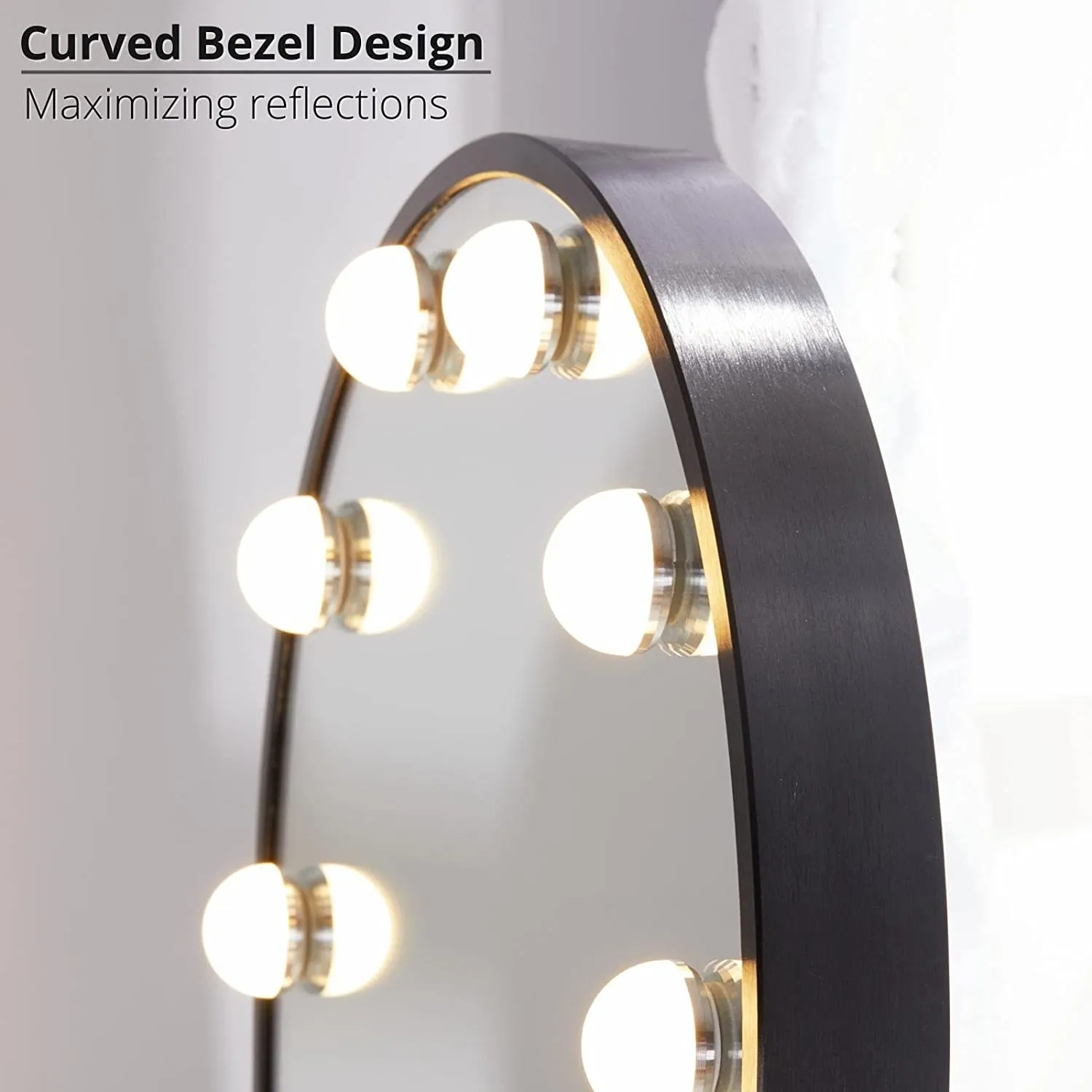 Starry 12 Curved Frameless LED Light Hollywood Vanity Mirror - Black