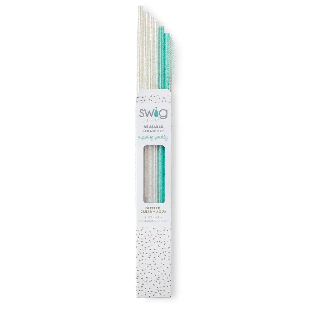 Swig | TALL Reusable Straws With Cleaning Brush (6) 10.5in