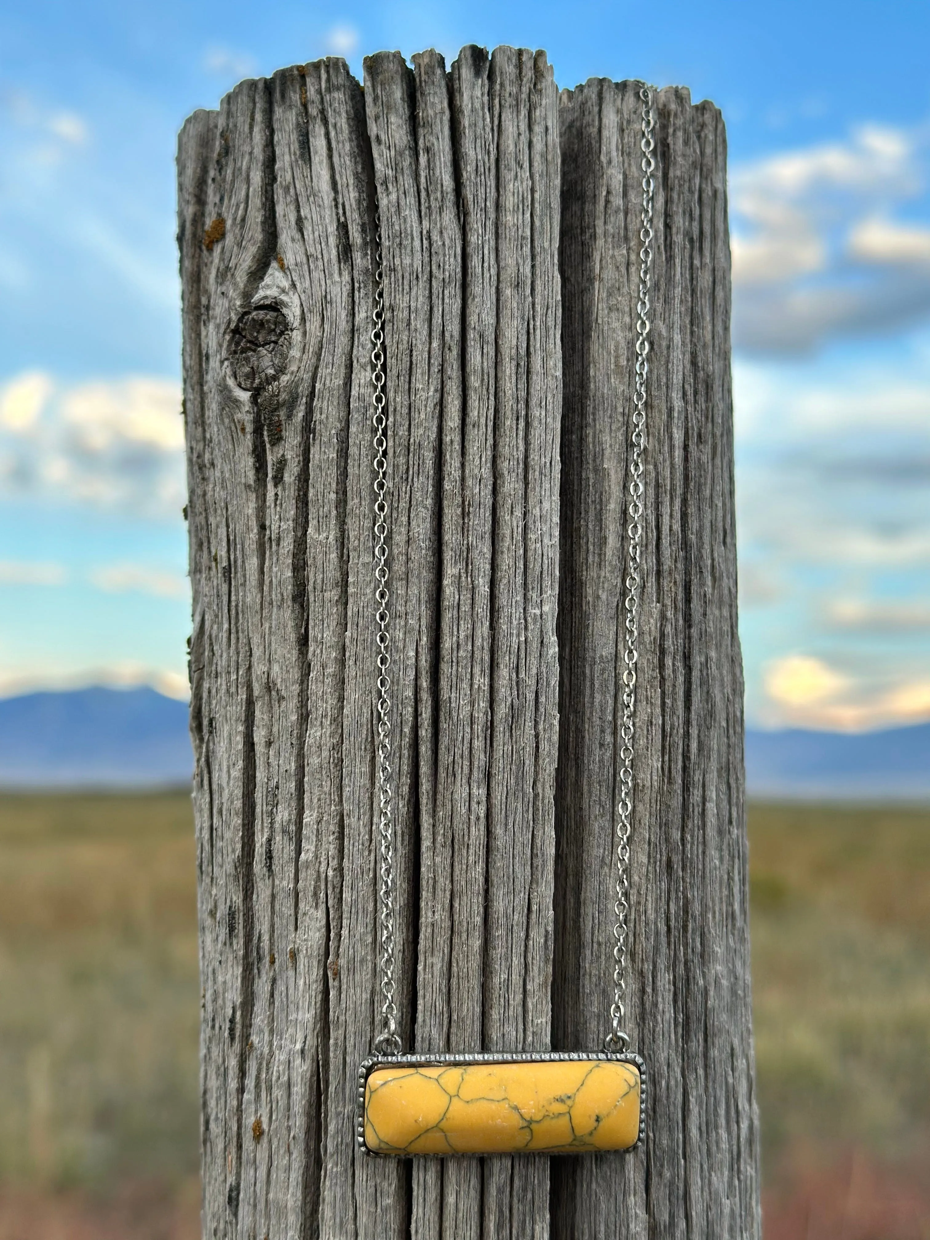 The Cute Mustard Bar Necklace On Chain