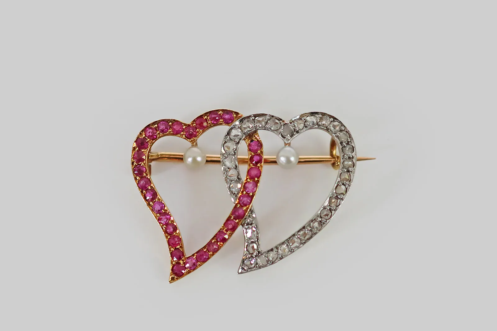 Victorian Ruby & Diamond Witch's Heart Brooch