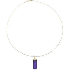 Vintage 10K Yellow Gold Amethyst Pendant on 14K Yellow Gold Cord Necklace