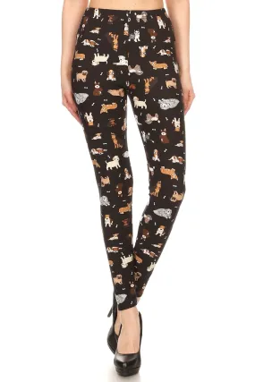 Women's 3 X 5X Cute Puppy Dog Pattern Printed Leggings