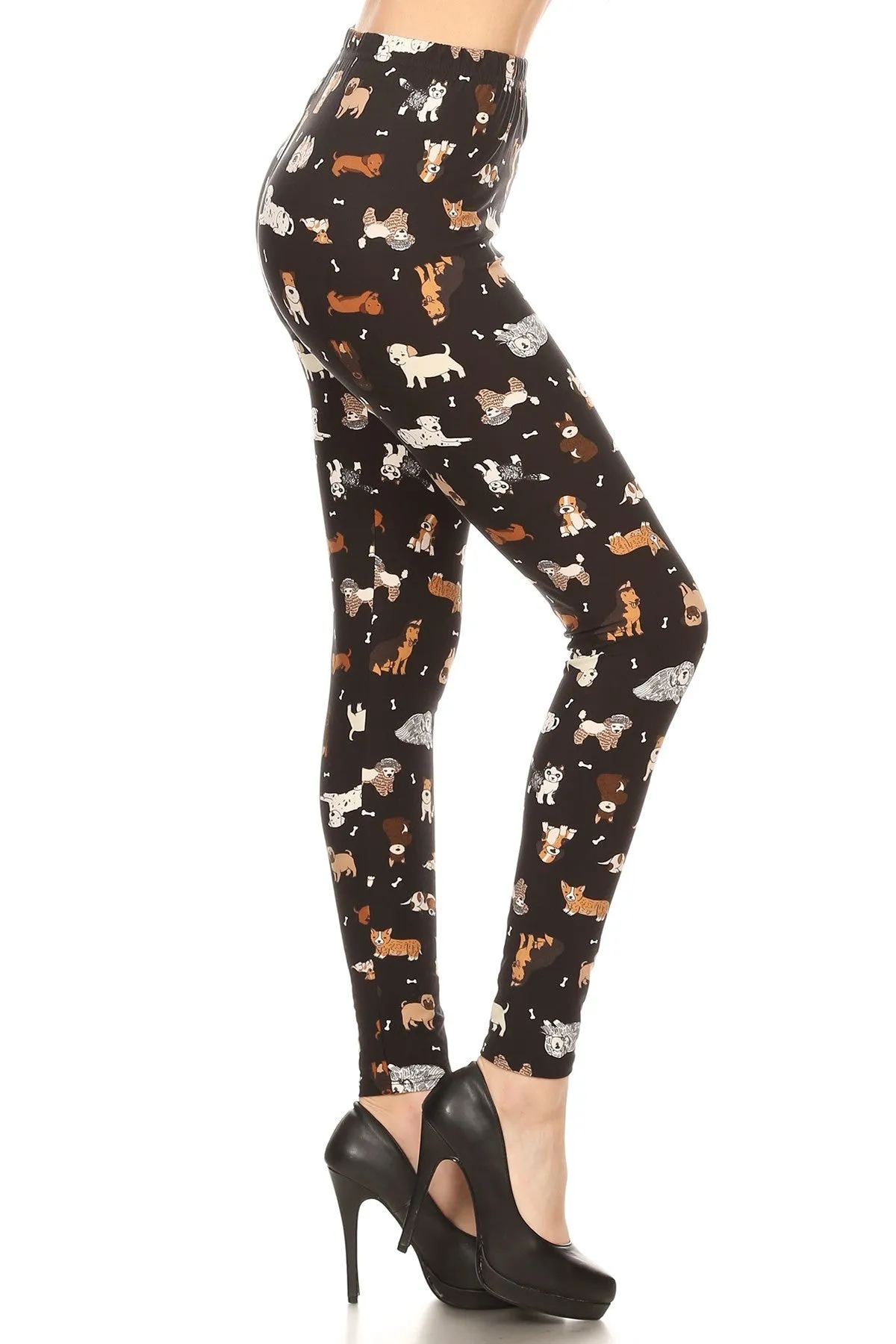 Women's 3 X 5X Cute Puppy Dog Pattern Printed Leggings