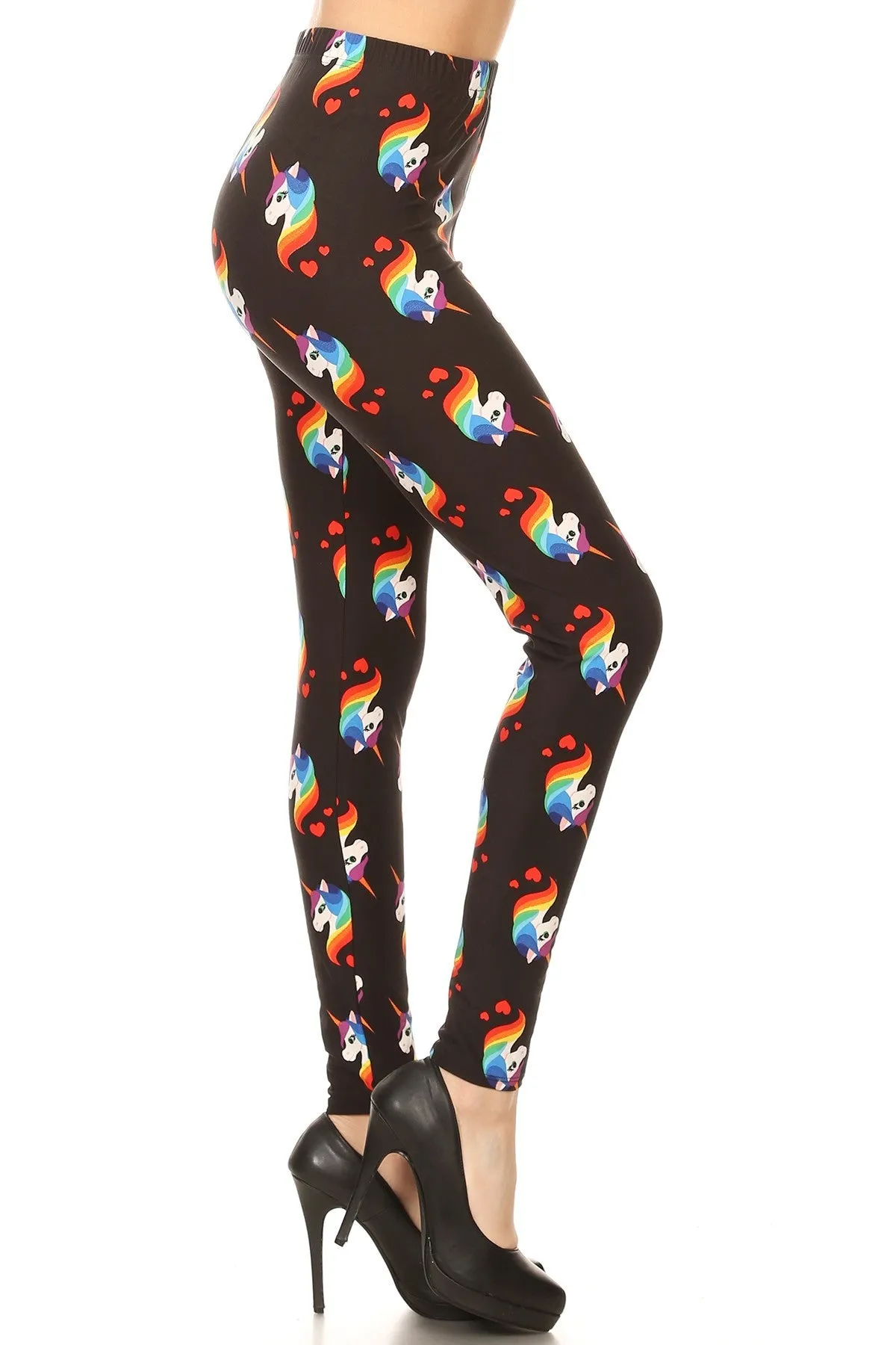 Women's 3 X 5X Rainbow Unicorn Pattern Printed Leggings