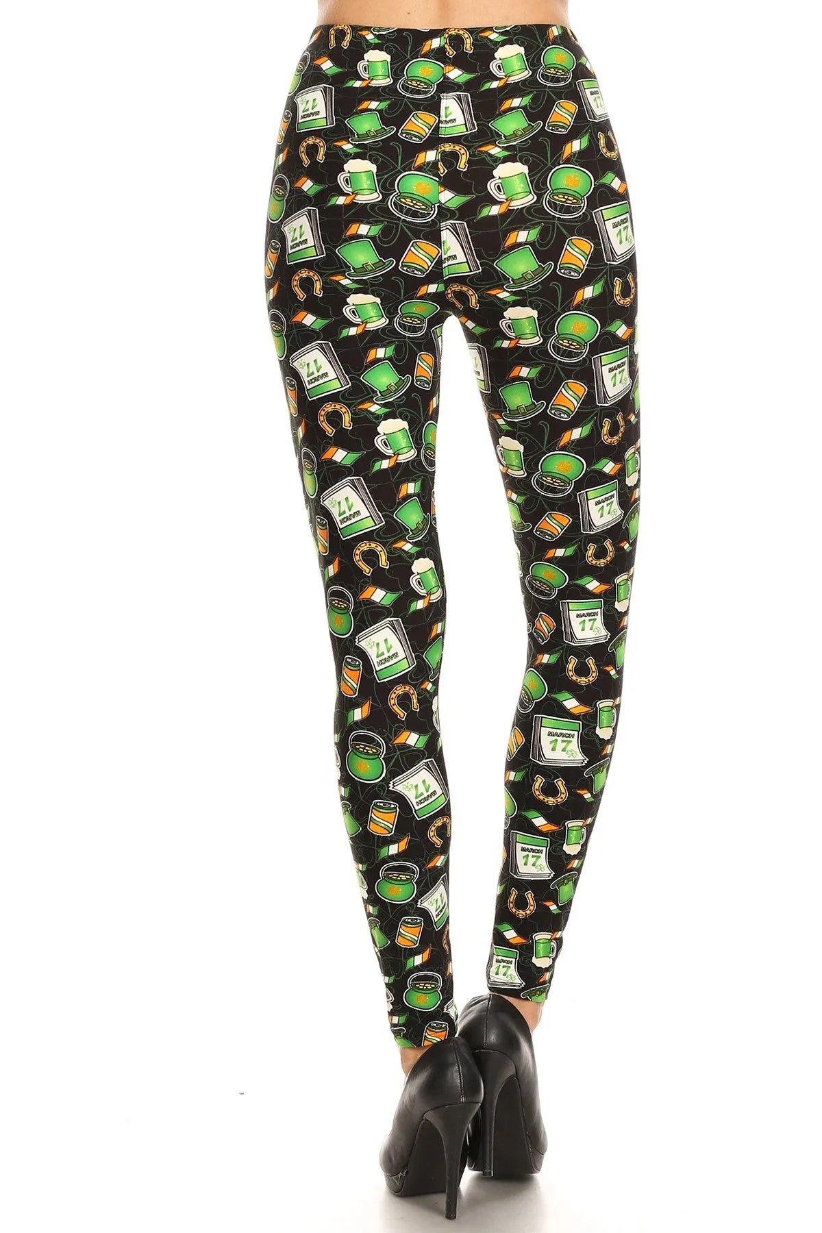 Women's 3X 5X Saint Patrick's Day Theme Pattern Printed Leggings