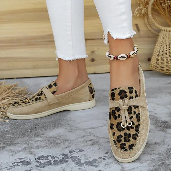 Women's Casual Flat-Soled Leopard Print Slip-On Loafers 52797994S