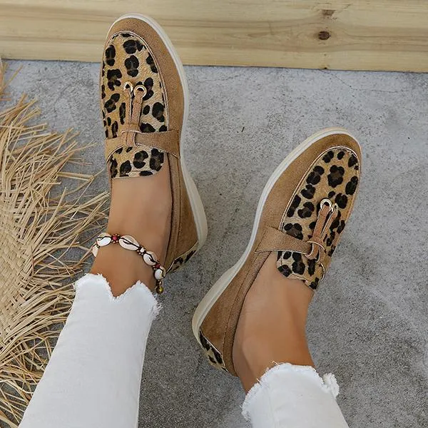 Women's Casual Flat-Soled Leopard Print Slip-On Loafers 52797994S