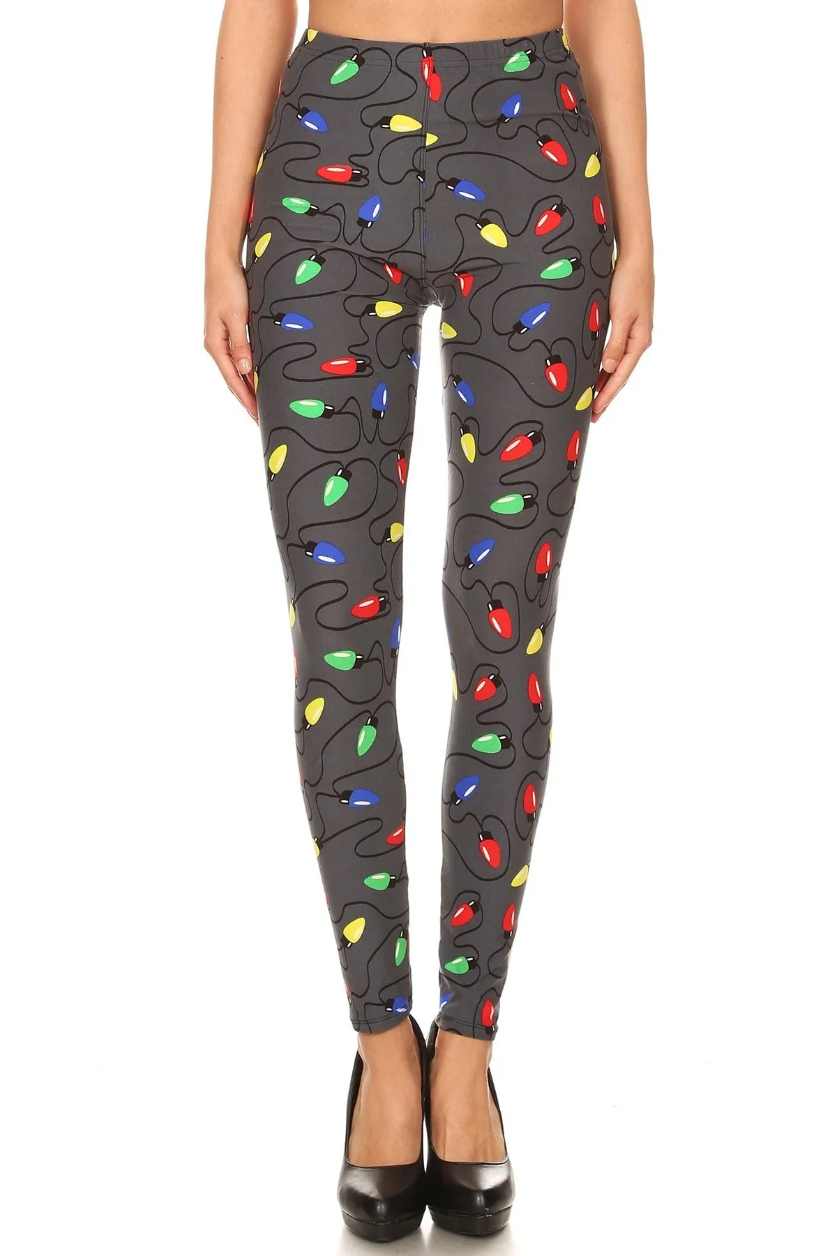 Women's Regular Christmas Light Pattern Printed Leggings