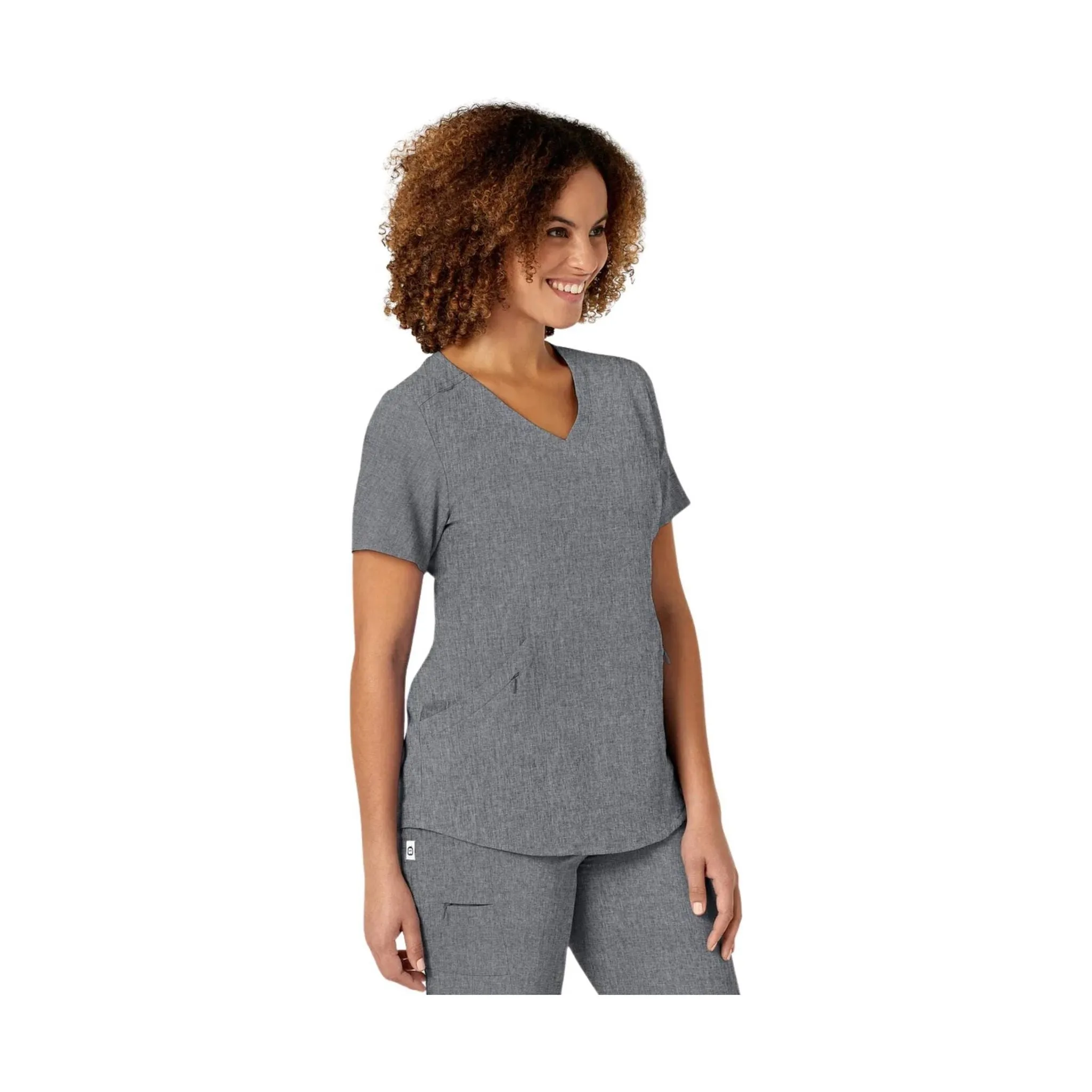 WonderWink Women's Renew V Neck Scrub Top - Grey Heather